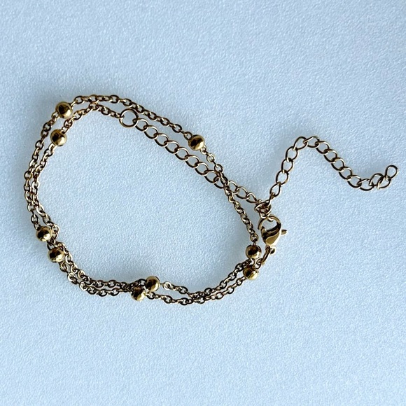 Vintage Gold Plated Wrap Around Bracelet Link and Ball Design 15โ - Picture 2 of 6